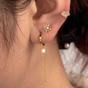 1 Piece Simple Series Classic Plant Copper   Gold Color Zircon Women's Stud Earrings h5 Picture2